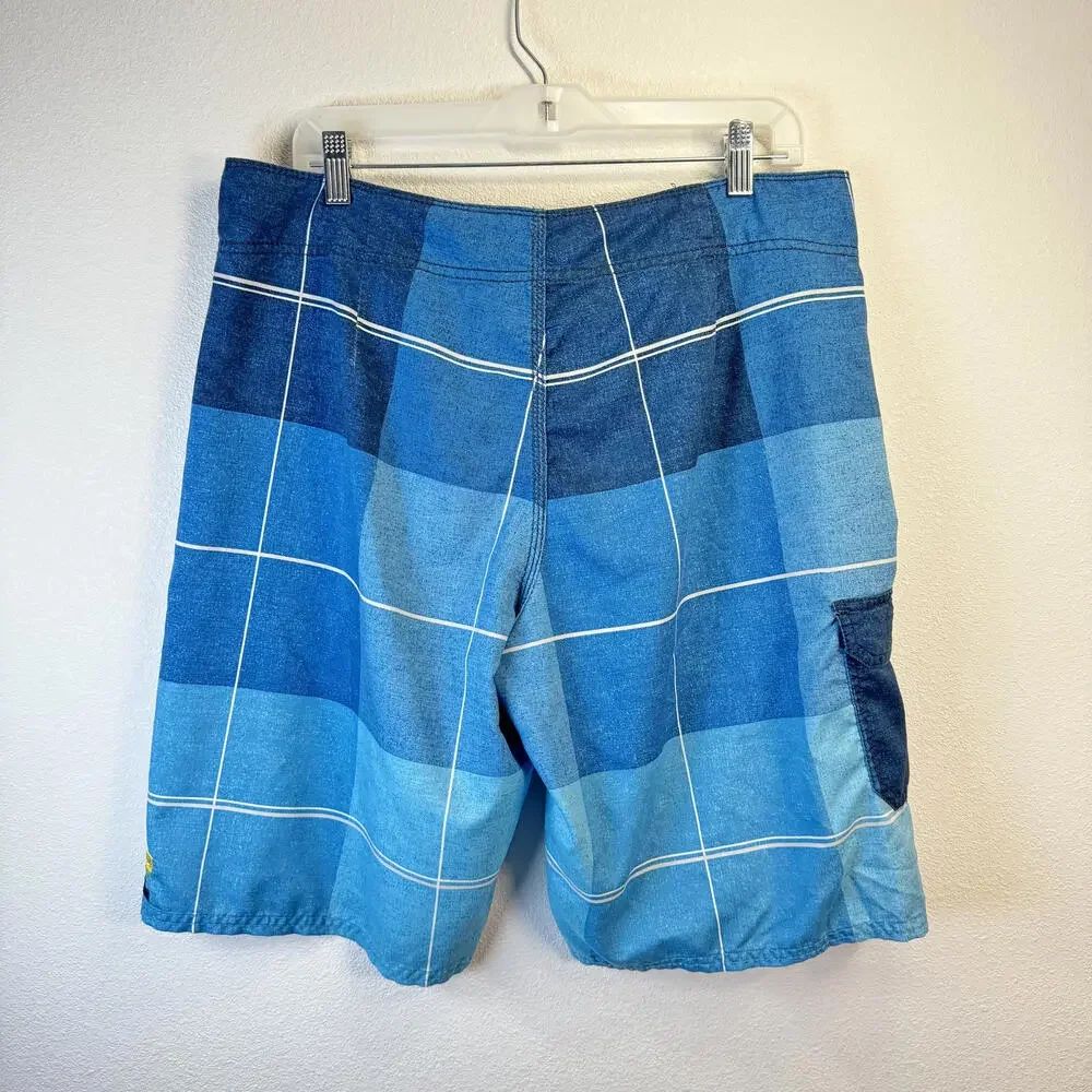 Billabong Men's Blue‎ Plaid Board Shorts Size 36